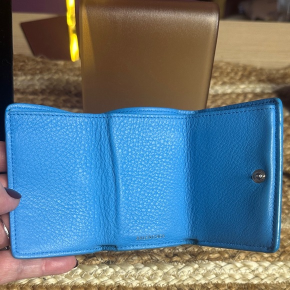 Balenciaga Vibrant Azure Leather Card Mini Wallet - Picture 4 of 11